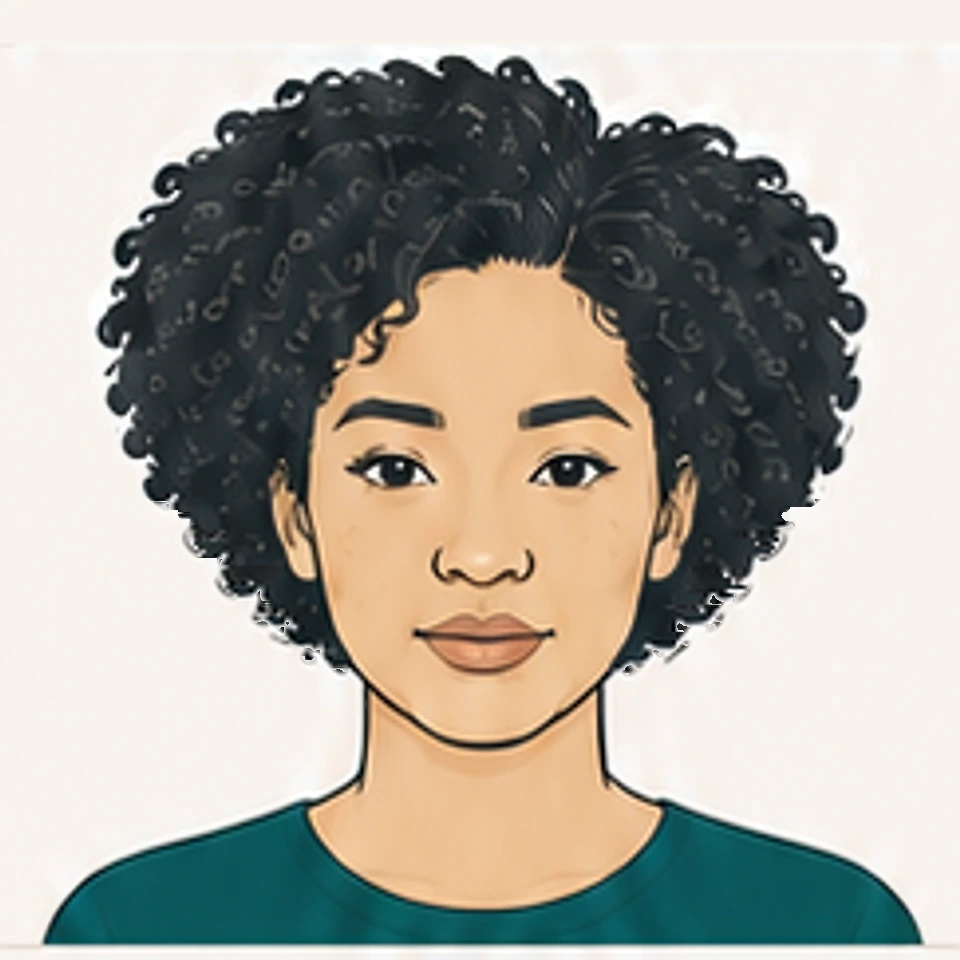 Hair — the same curls, cut and defined — after