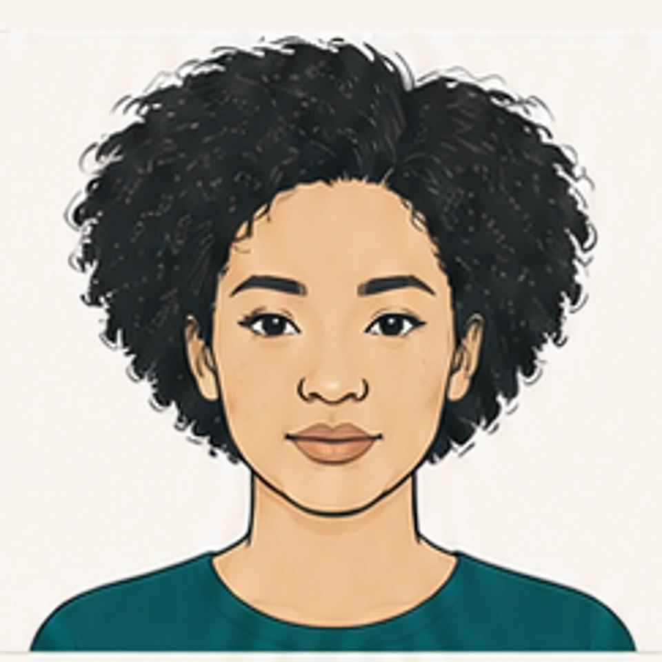 Hair — the same curls, cut and defined — before